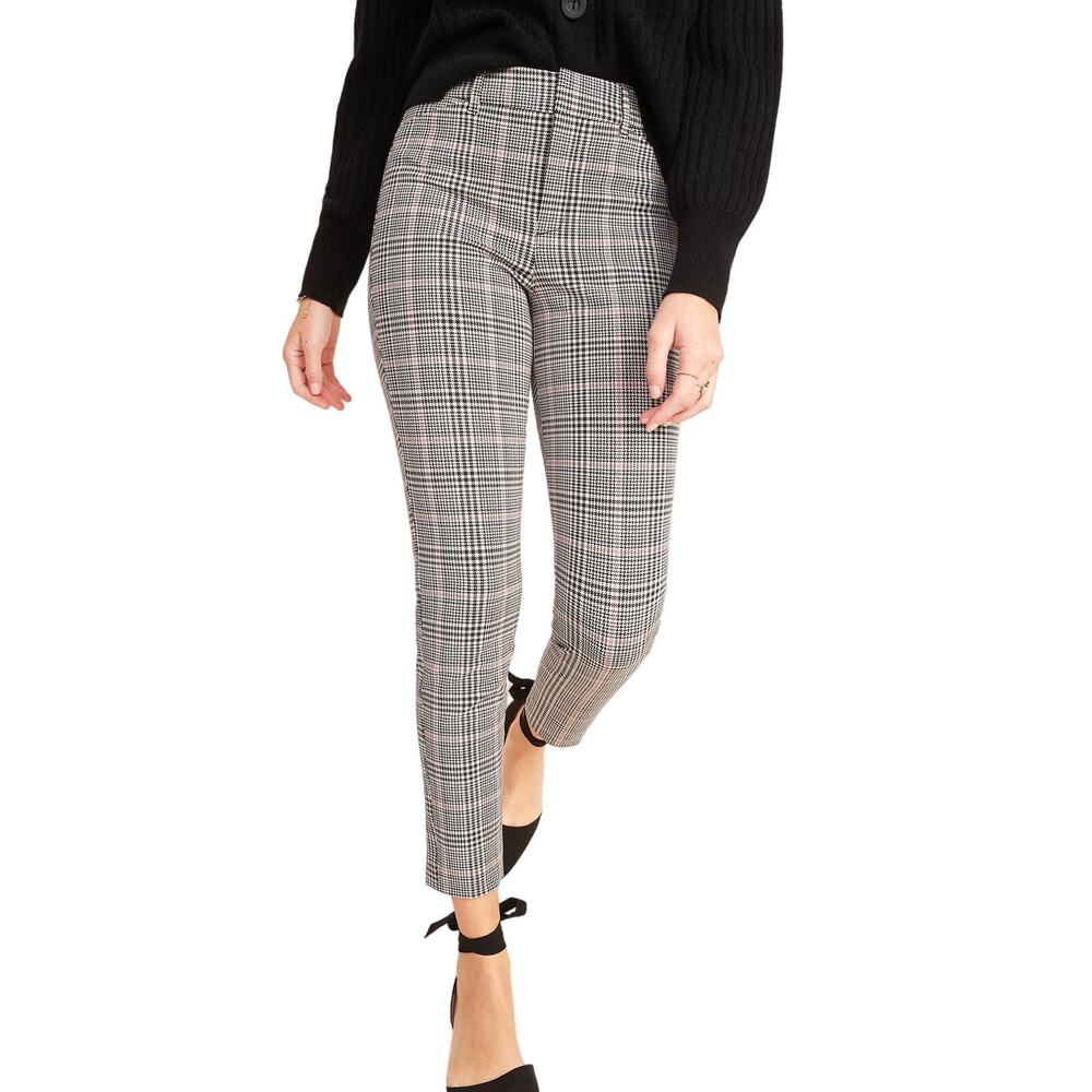 Old Navy Women's High-Waisted Pixie Skinny Ankle Pants - Gray Pink - Plaid 4